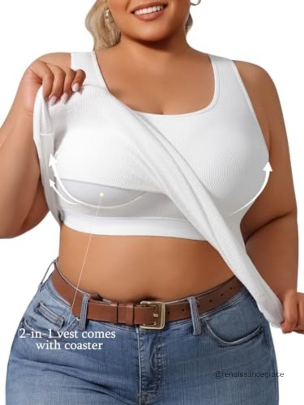 Plus Size Shapewear Top Tummy Control Tank with Built-in Bra